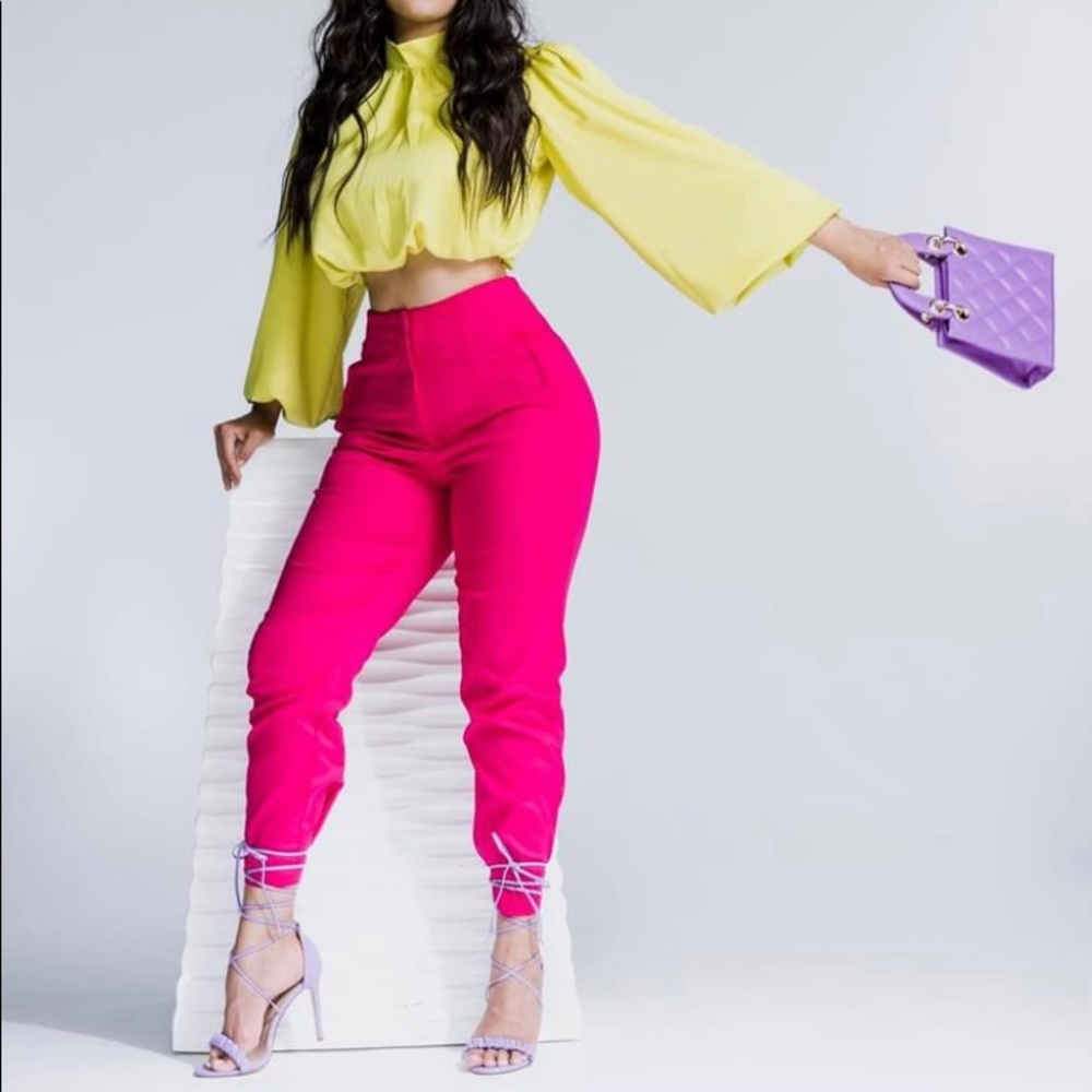 Vintage high waist trousers hot pink